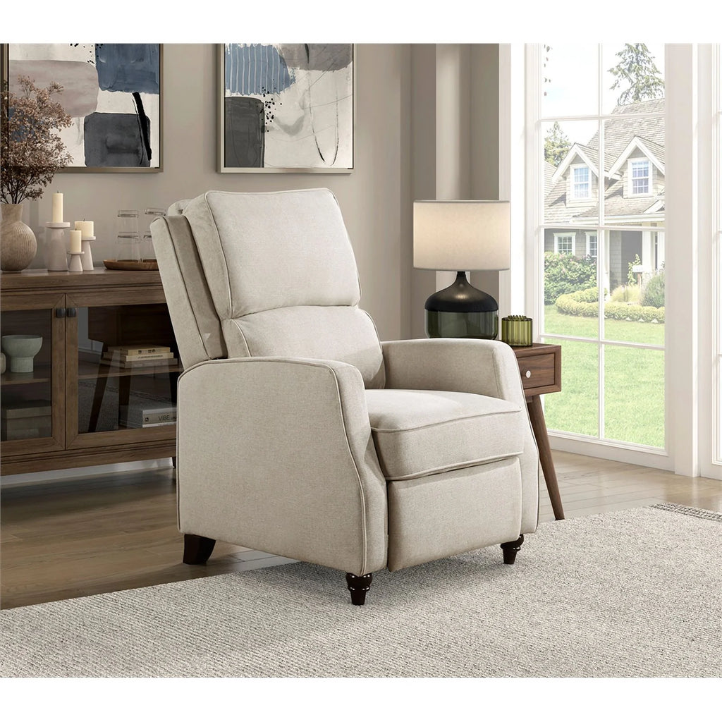 Beige Upholstered Fabric Push Back Recliner W252