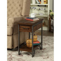 Rustic Metal Frame Side Table in Oak F978788
