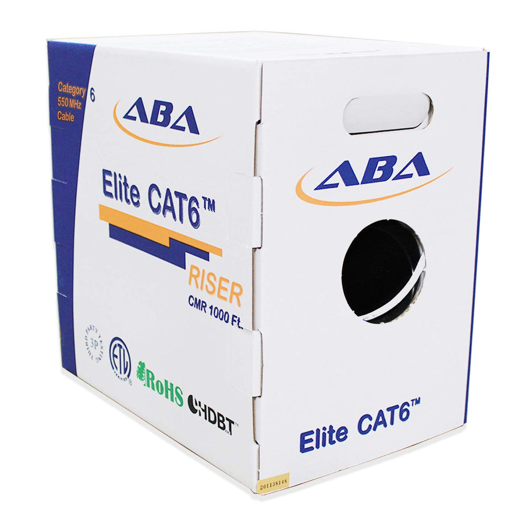 Cat6 Riser Ethernet Cable 1000ft Blue UTP 23AWG Solid Bare Copper Z1542
