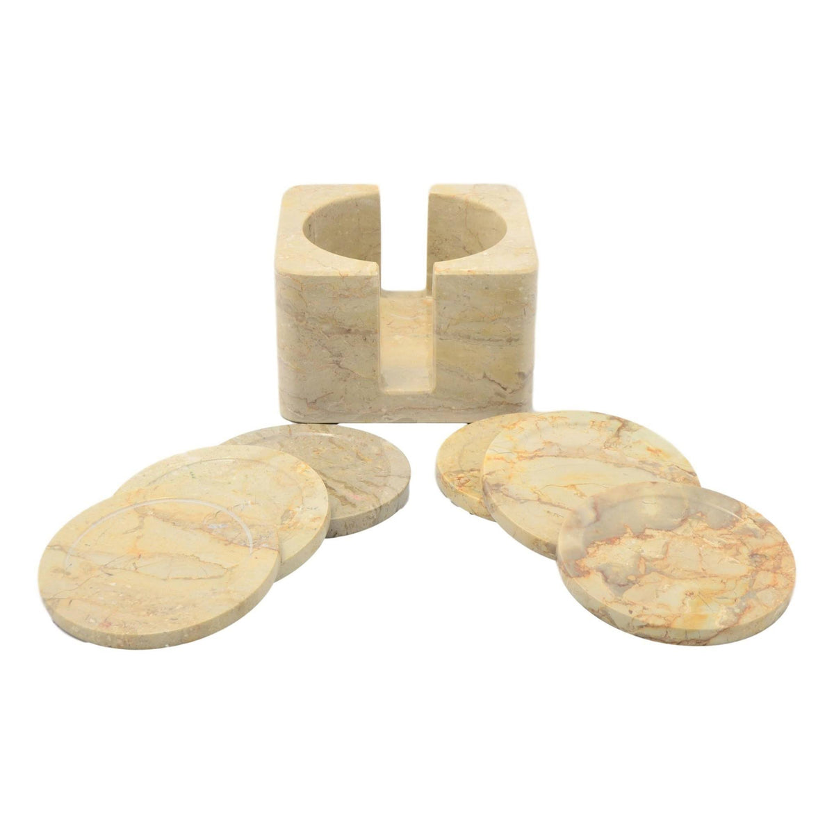 Sahara Beige Coasters with Square Holder (Set of 6) D49024