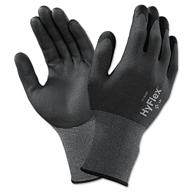 Nitrile Foam Palm Coated Gloves, Size 8, Black/Black And Gray, 12 Pair U423841