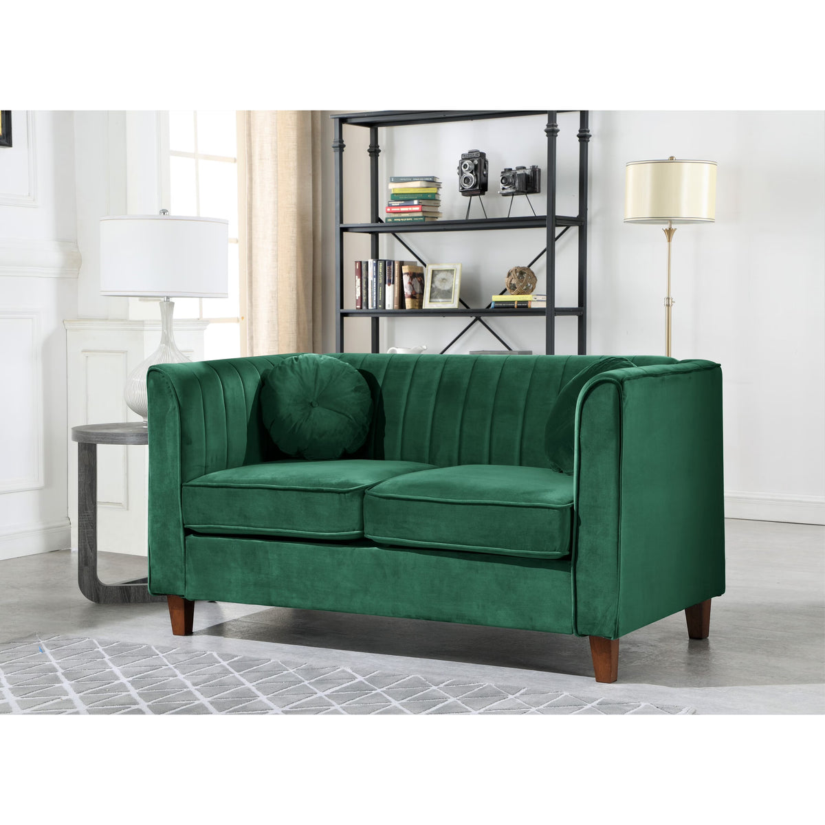 Green Velvet Chesterfield Loveseat N6641
