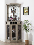 Stone Grey Corner Bar Unit with Built-In Wine Rack and Lower Bar Cabinet N795008