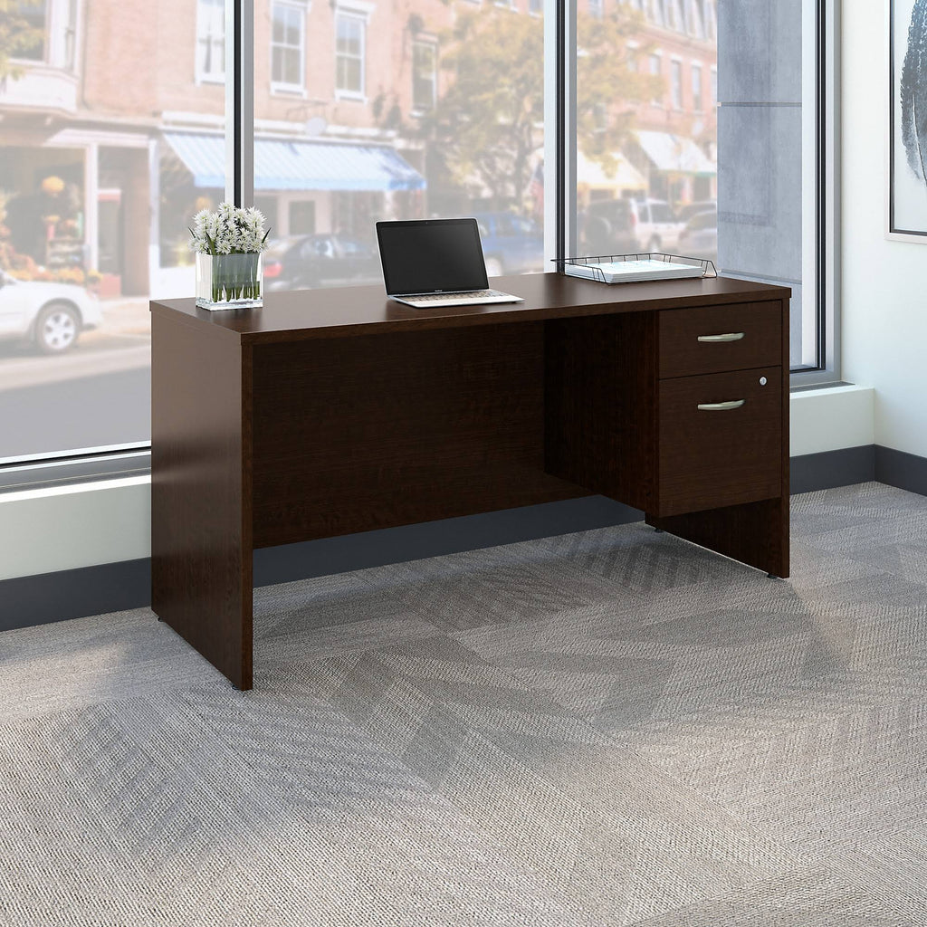Mocha Cherry Office Desk with Pedestal K8562