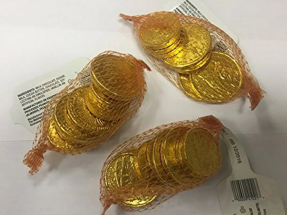 3 Mesh Bags Of 7 Pieces Each Milk Chocolate Coins U255