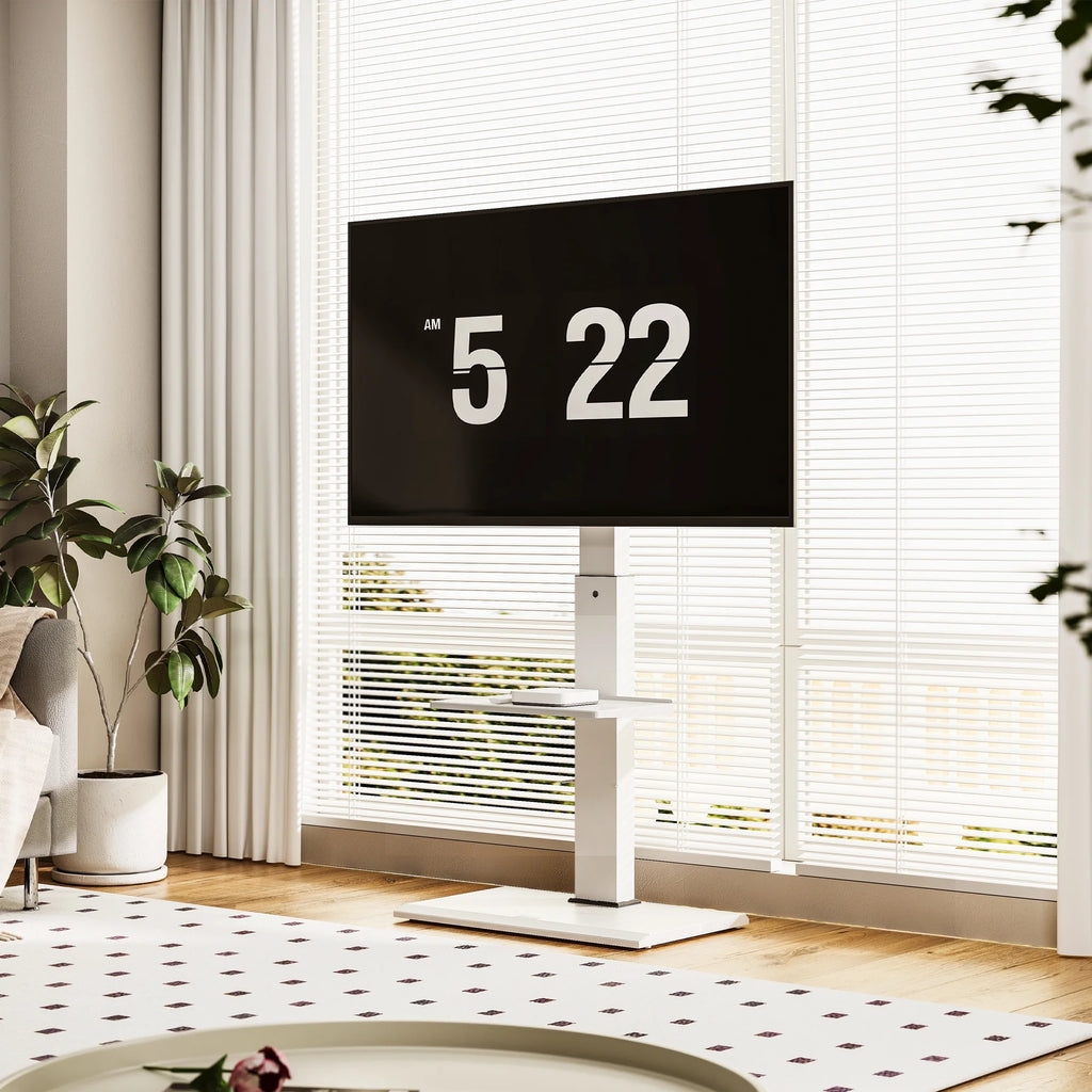 White Floor TV Stand with Mount for 26-65 inch Flat Screen TVs L308