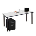 Mobile Desk with Storage, White Top, Black Legs U236658