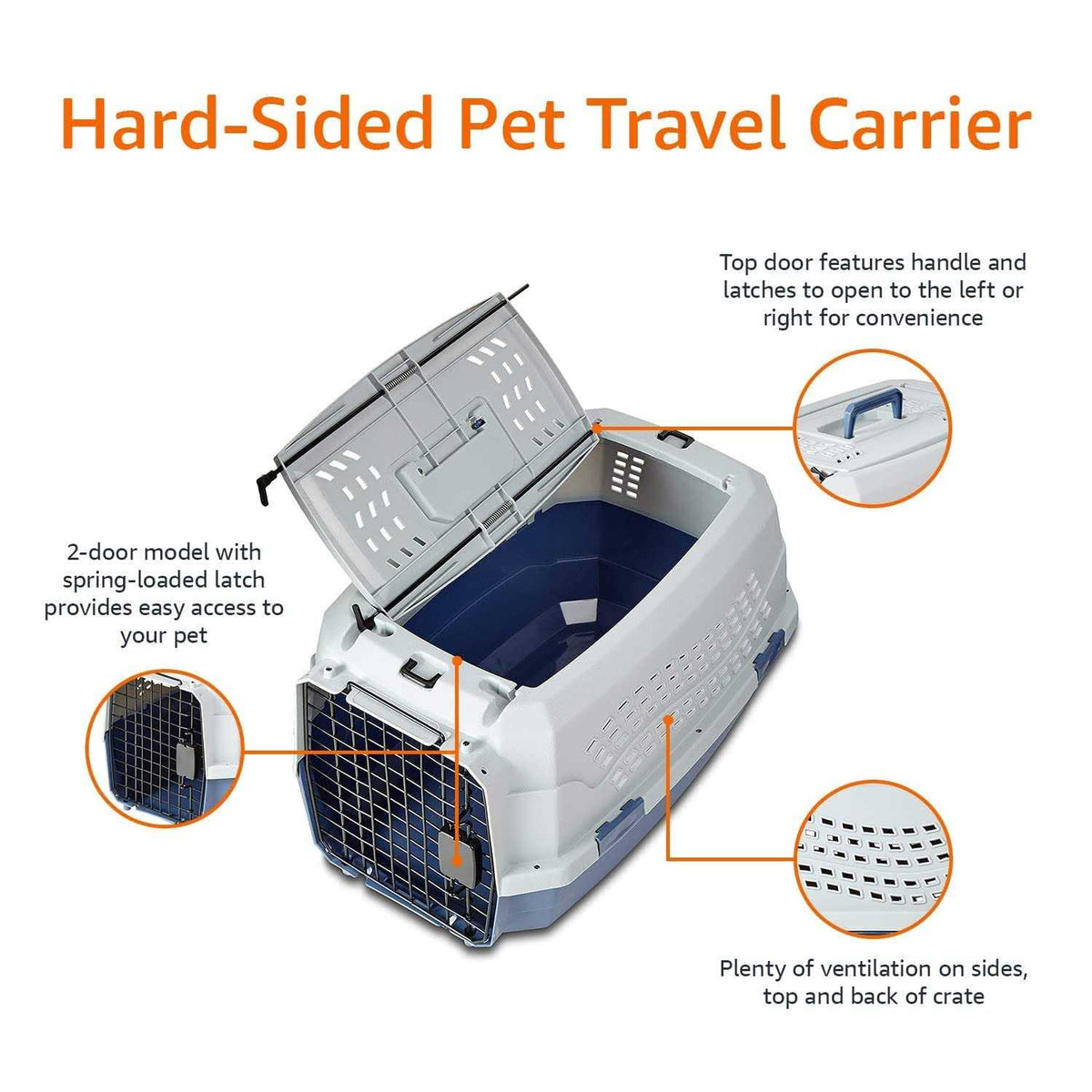 Two-Door Top-Load Hard-Sided Pet Travel Carrier S991