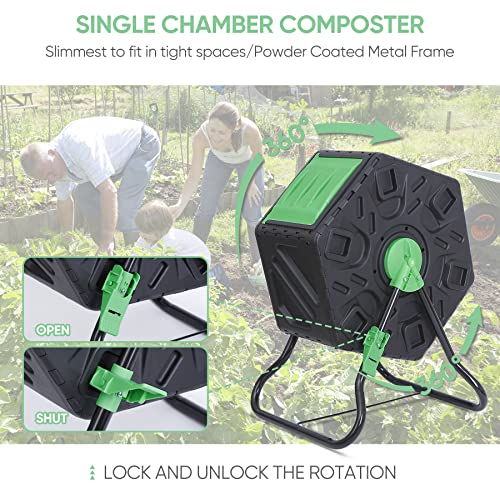 37 Gallon Dual Chamber Composter Tumbler with Steel Frame Q6785