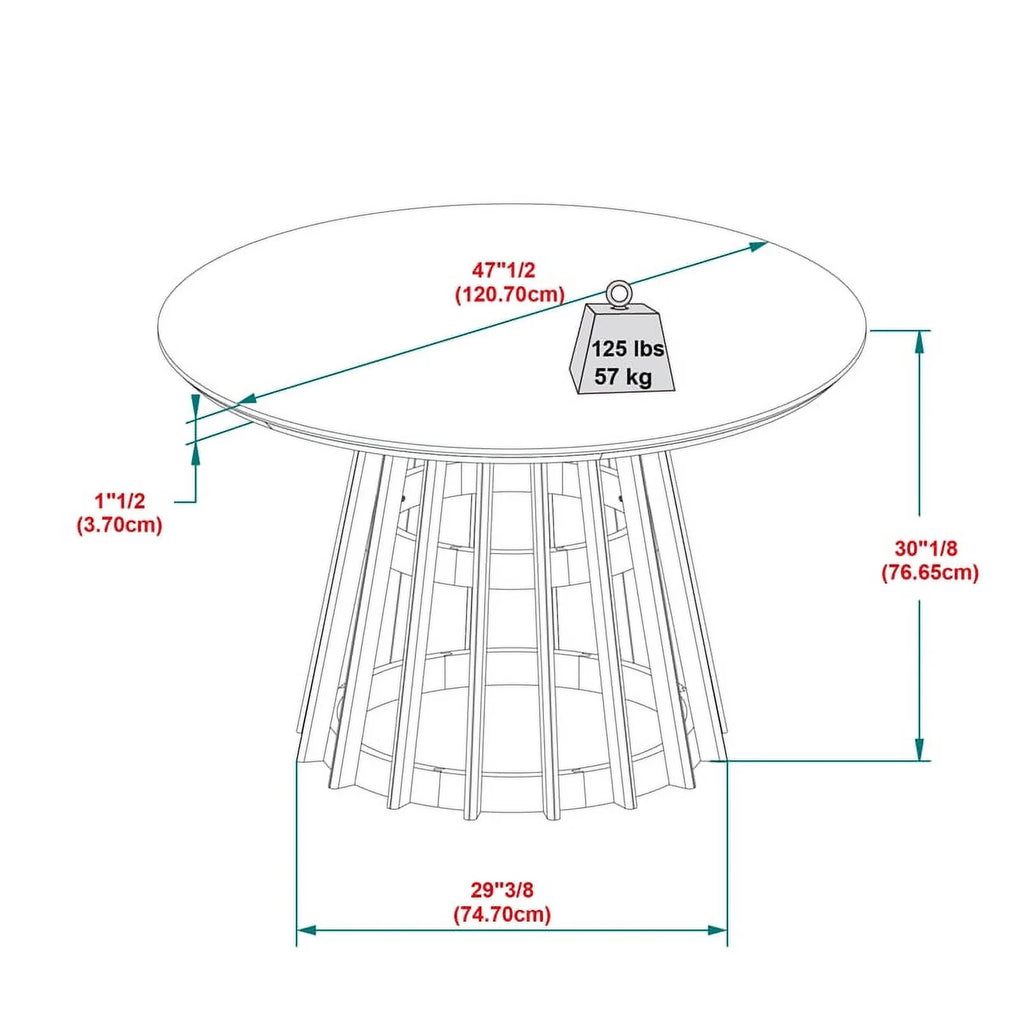 48" Mid-Century Round Wood Pedestal Dining Table R85770