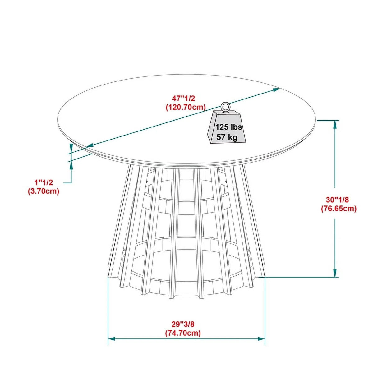 48" Mid-Century Round Wood Pedestal Dining Table R85770