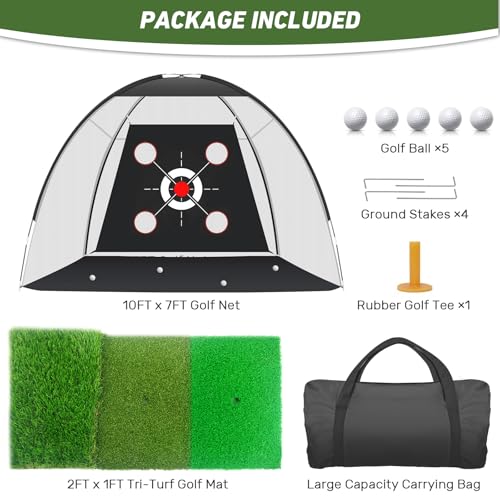 Golf Net with Practice Mat 10x7FT U4506