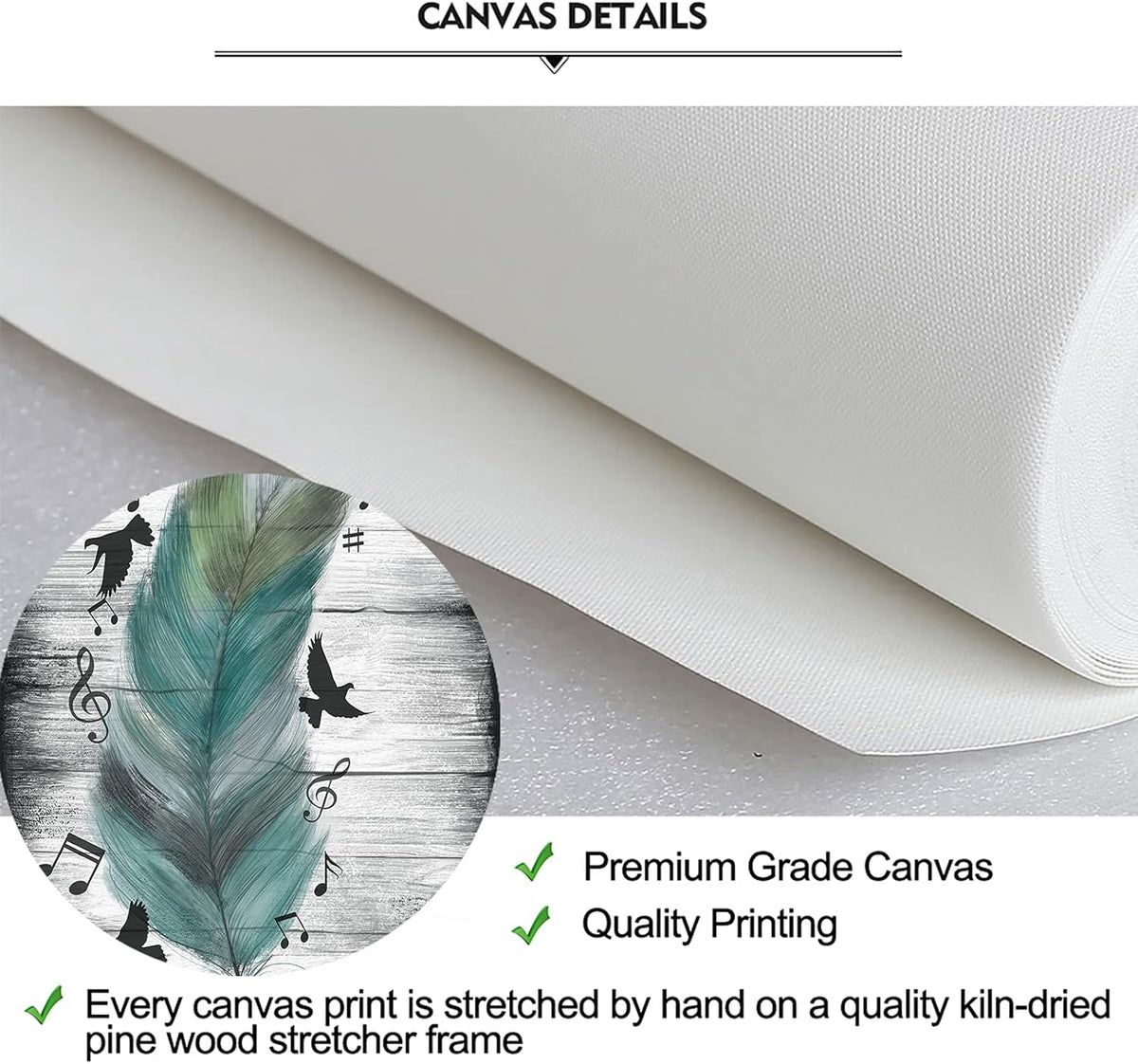 Abstract Feather and Flying Birds Canvas Wall Art with Inspirational Quote, 20x40 G8694