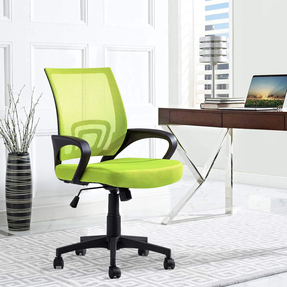 Green Mesh Ergonomic Office Chair with Lumbar Support and Armrest X6809