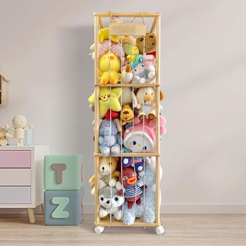 Wooden Stuffed Animal Storage Organizer with Elastic Band R94125