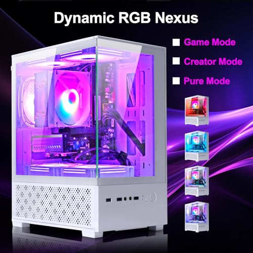 White Desktop PC AMD Ryzen 7-5700G 8 core 3.9GHz 16G DDR4 RAM 512GB NVME SSD Tower Computer with Power Supply 400W J603