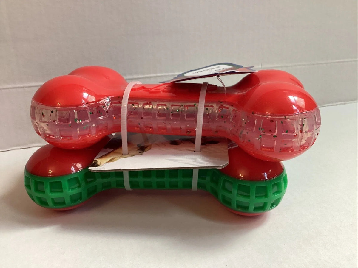 2-Pack Squeak Dog Toy Red/Green Q437