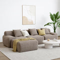 Green Corduroy L-Shaped Sectional Sofa with Ottoman T828920