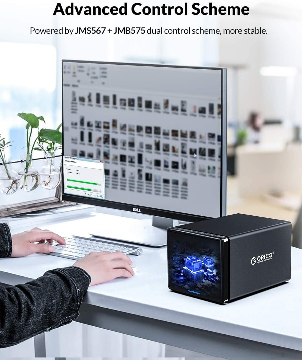 5 Bay Hard Drive Enclosure Magnetic Aluminum USB 3.0 to SATA for 3.5 inch HDD Tool Free Storage Case J47351