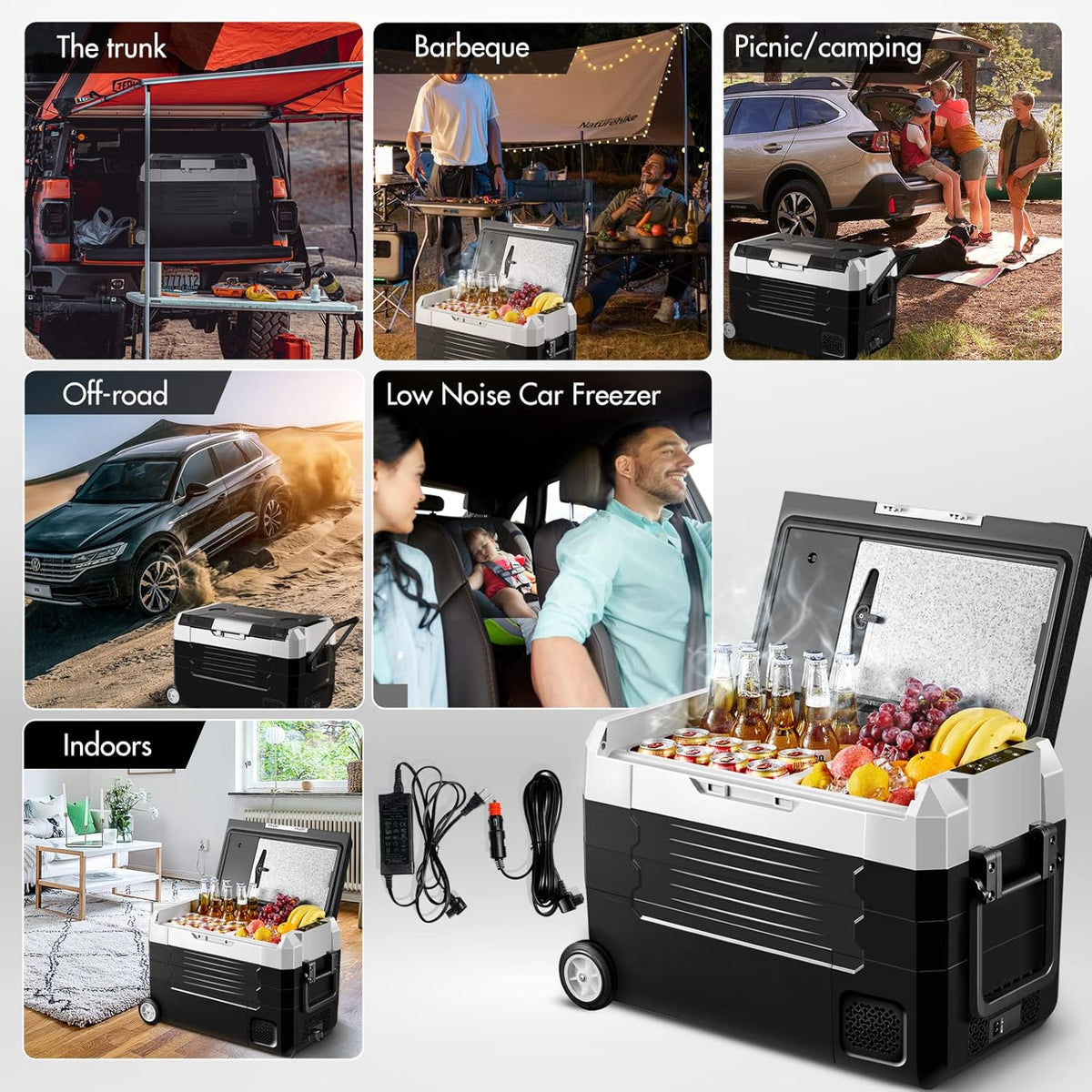 Portable Car Refrigerator 12 Volt 48 Quart Dual Zone Compressor Cooler P802