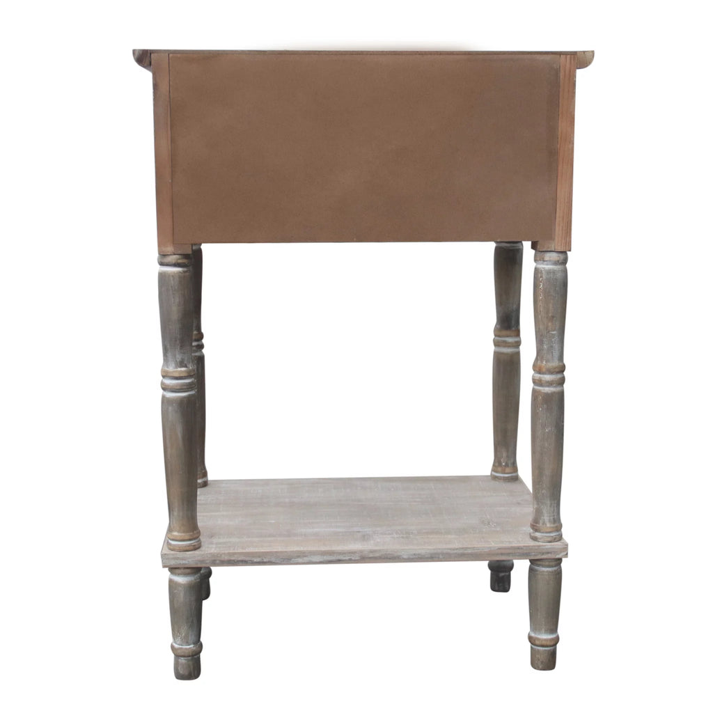 Farmhouse Wood Storage Cabinet with Drawer and Shelf, Antique Brown and White A378