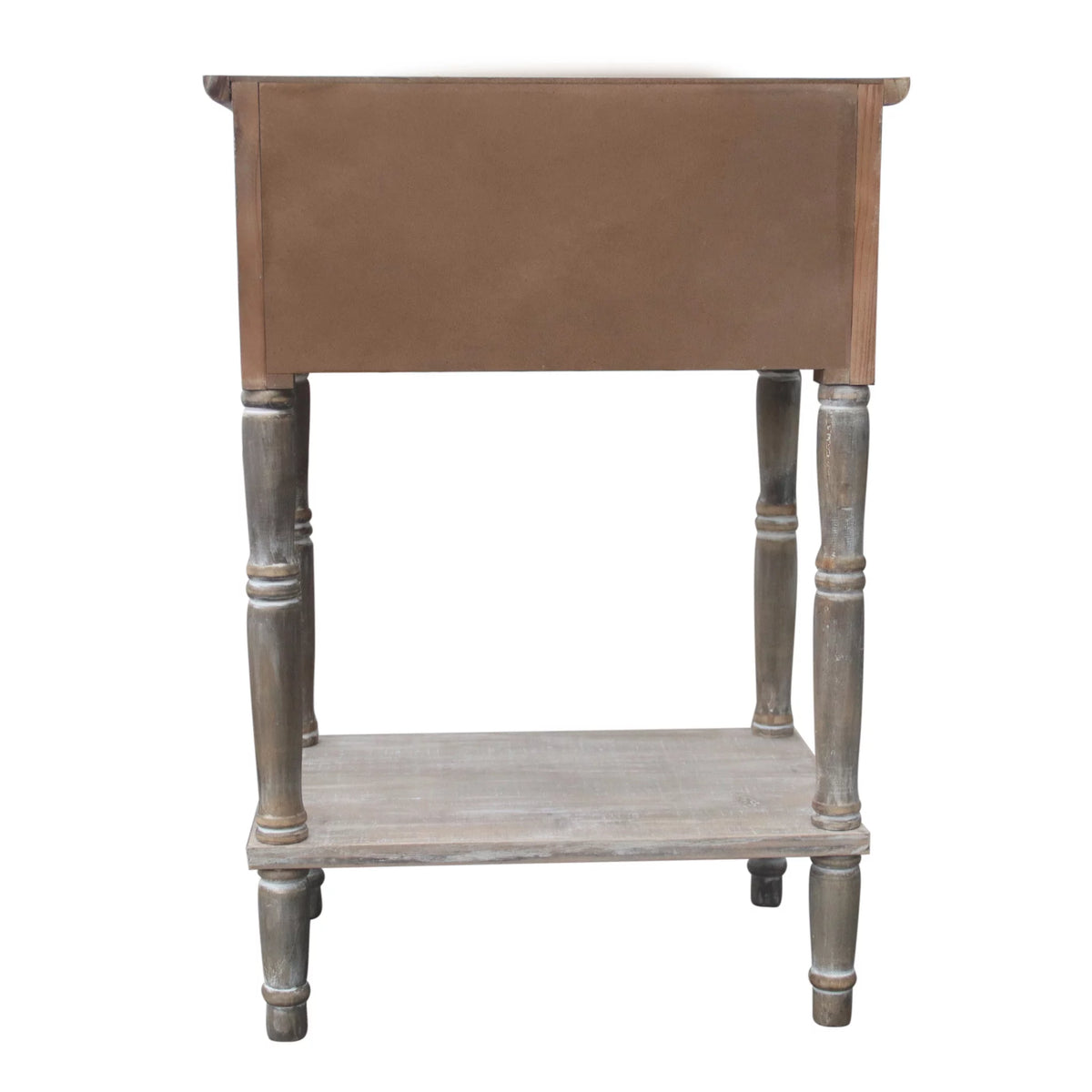 Farmhouse Wood Storage Cabinet with Drawer and Shelf, Antique Brown and White A378