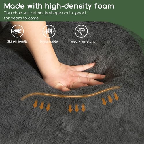 Beige Giant Bean Bag Chair with Armrests K229