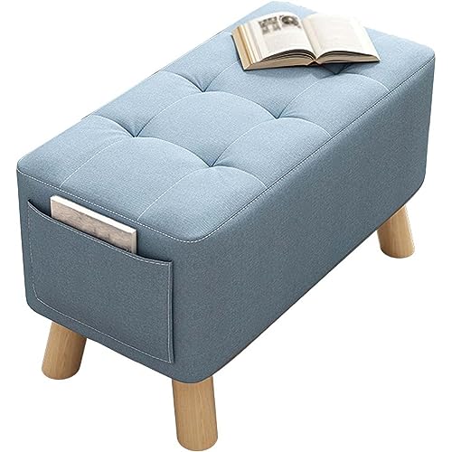 Rectangle Foot Stool with Padded Seat and Solid Wood Legs K324