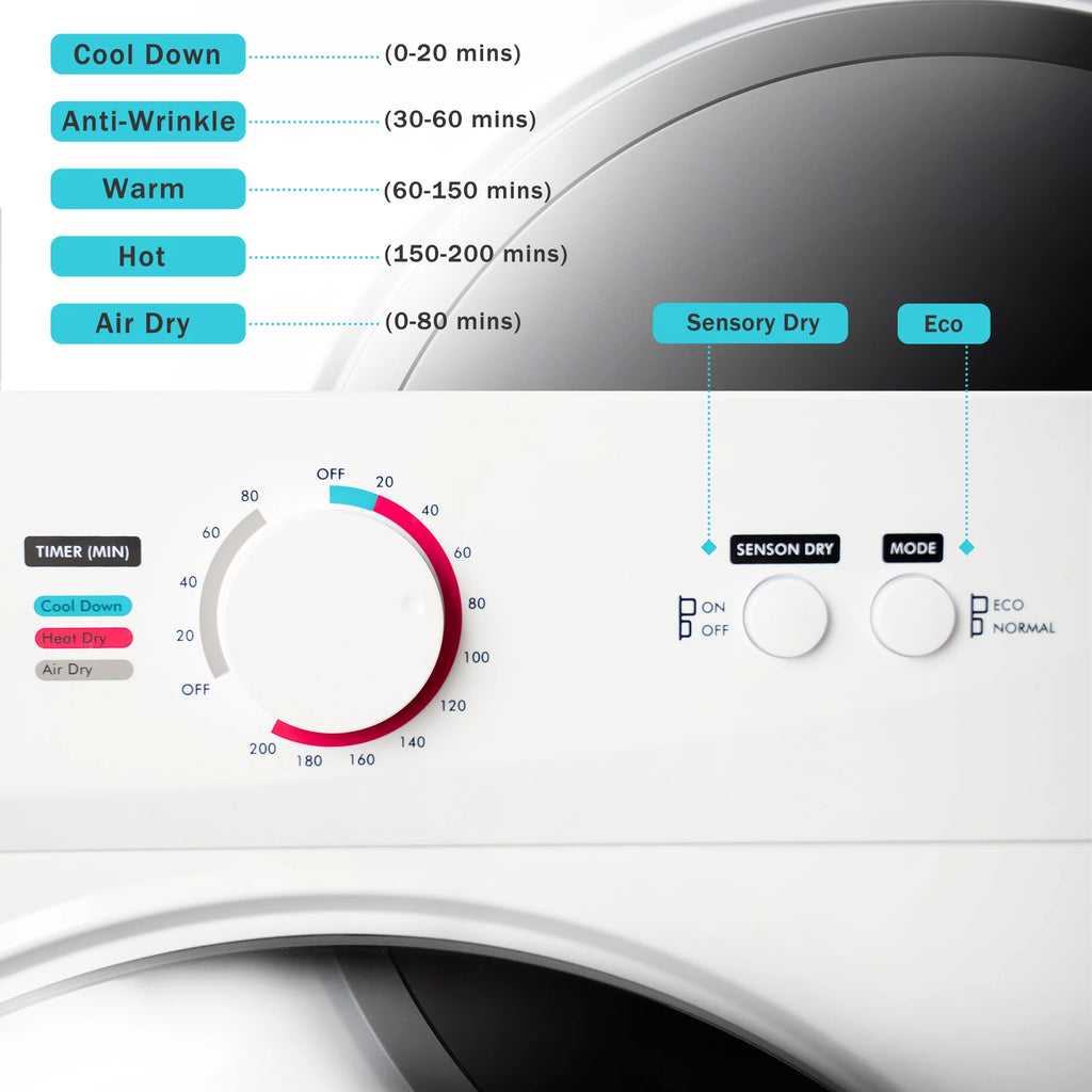 1020W 1.41cu ft Portable Front Load Electric Clothes Dryer with Stainless Steel Tub L344