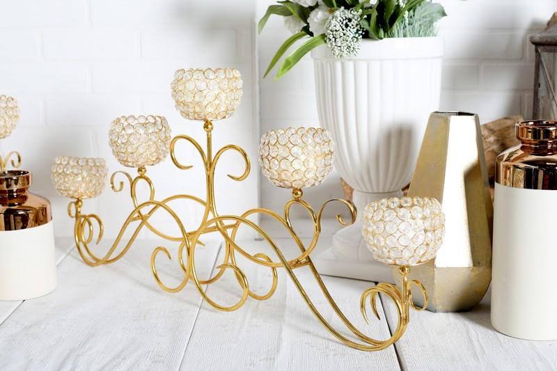 Gold 5-Light Beaded Candle Holder E763