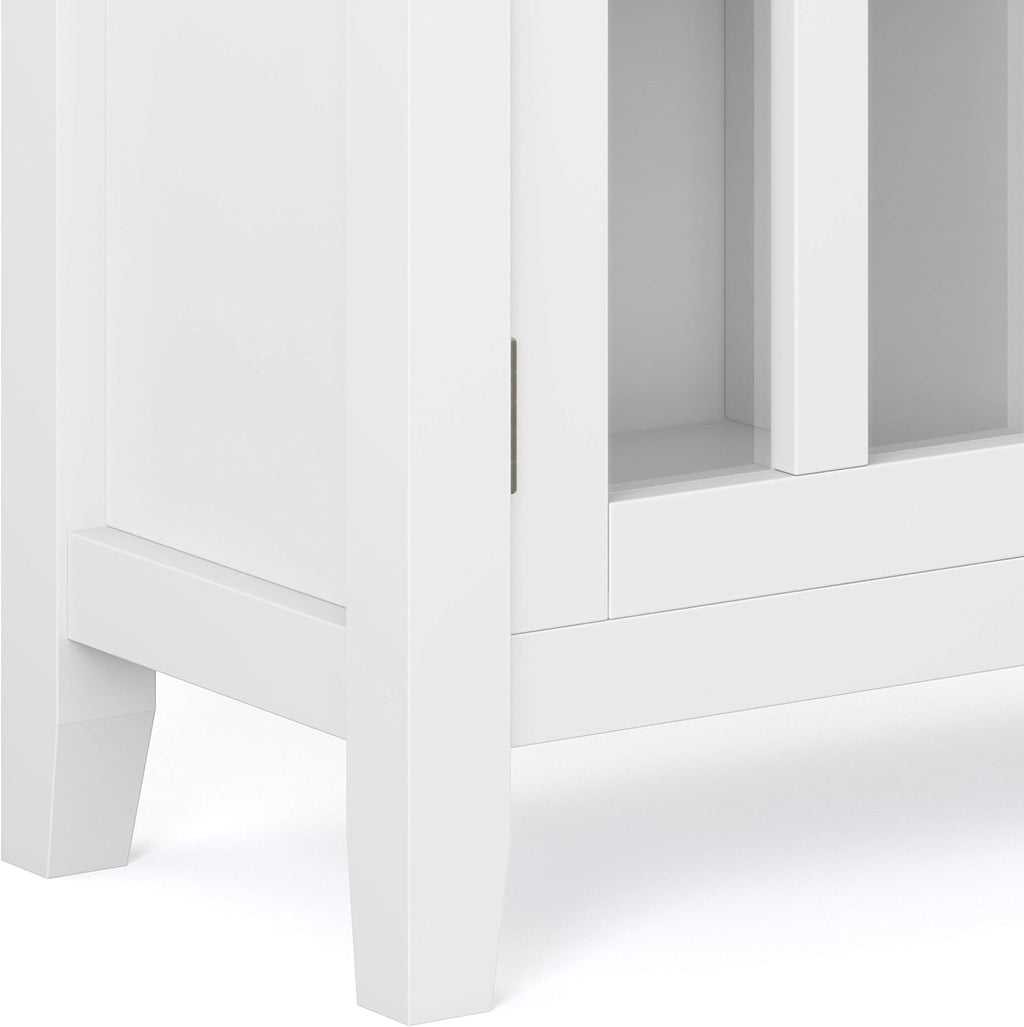 White 30 inch Wide Low Storage Cabinet with 2 Tempered Glass Doors P302