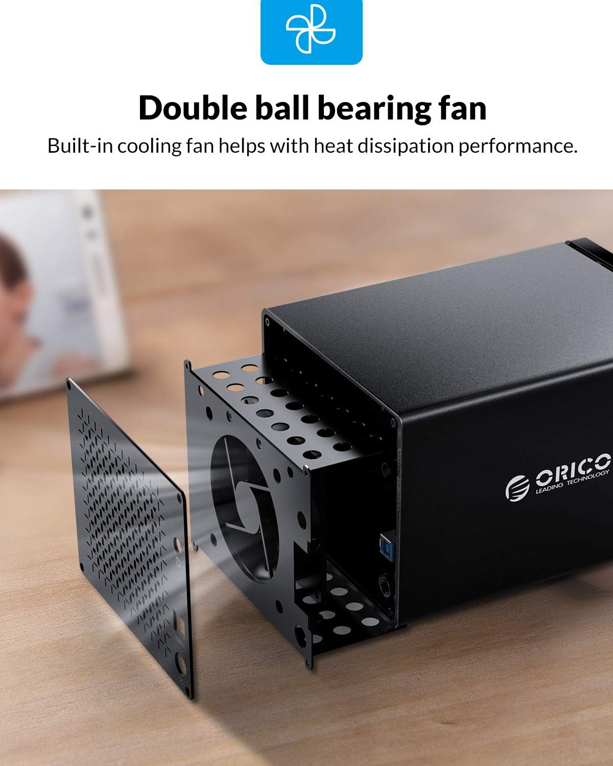 5 Bay Hard Drive Enclosure Magnetic Aluminum USB 3.0 to SATA for 3.5 inch HDD Tool Free Storage Case J47351