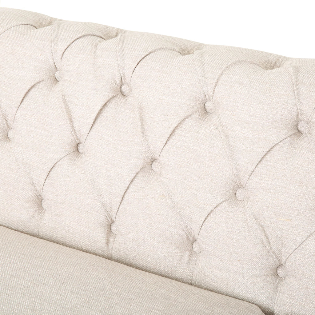Beige Fabric Tufted 3 Seater Sofa V259793
