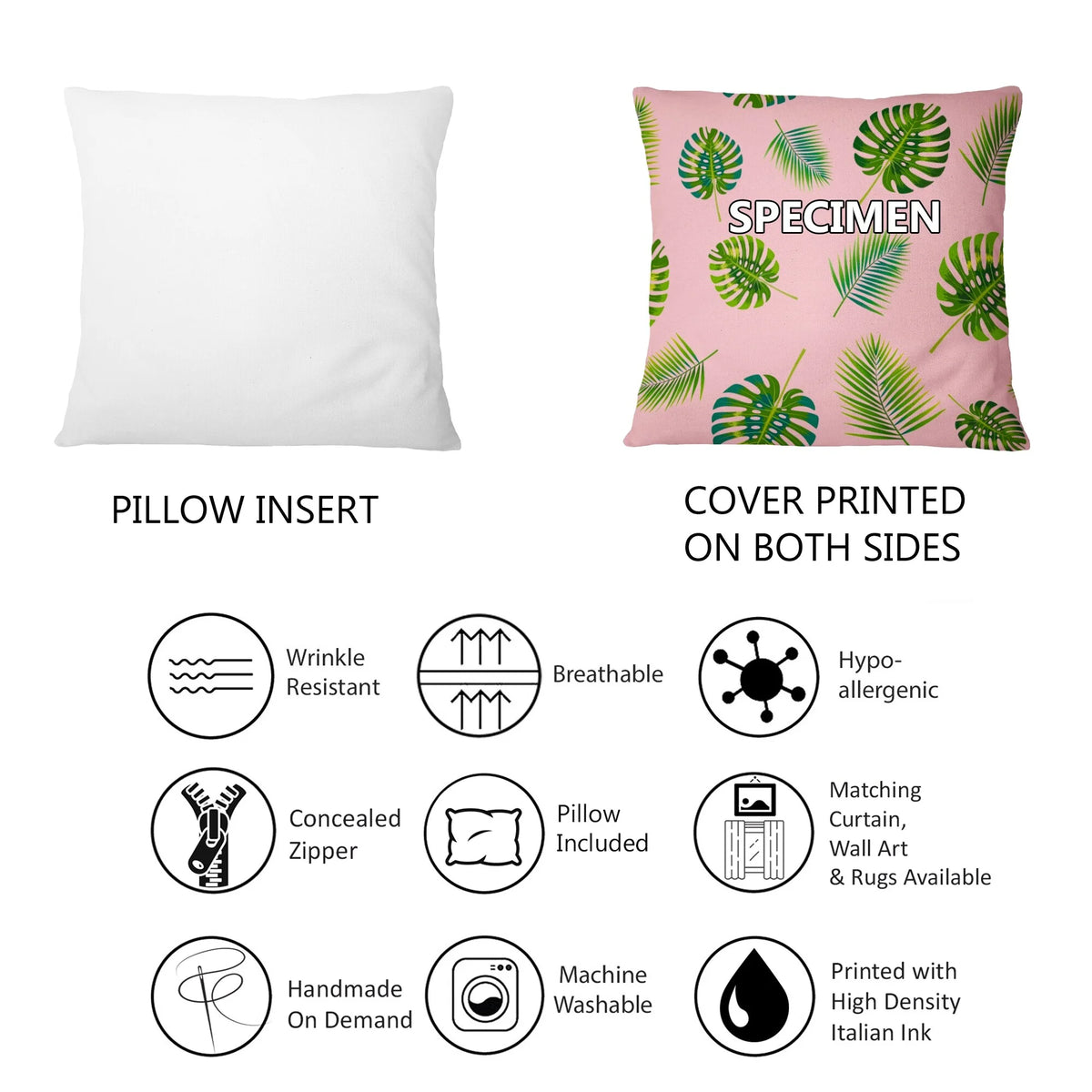 Black Boho Printed Throw Pillow B32413