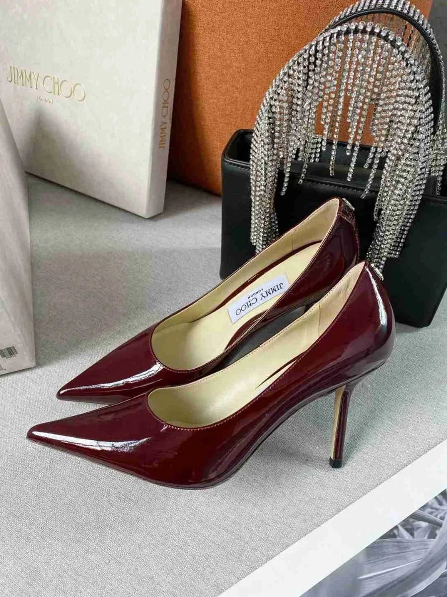 Burgundy Calf Leather Pumps B659352