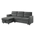 Dark Gray Velvet Reversible Sleeper Sectional with Storage D3960