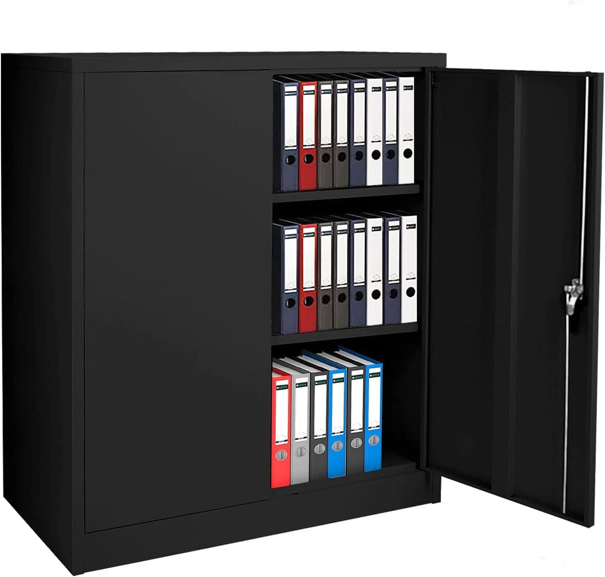 Black 42" Steel Storage Cabinet with 2 Adjustable Shelves and 2 Doors C94172