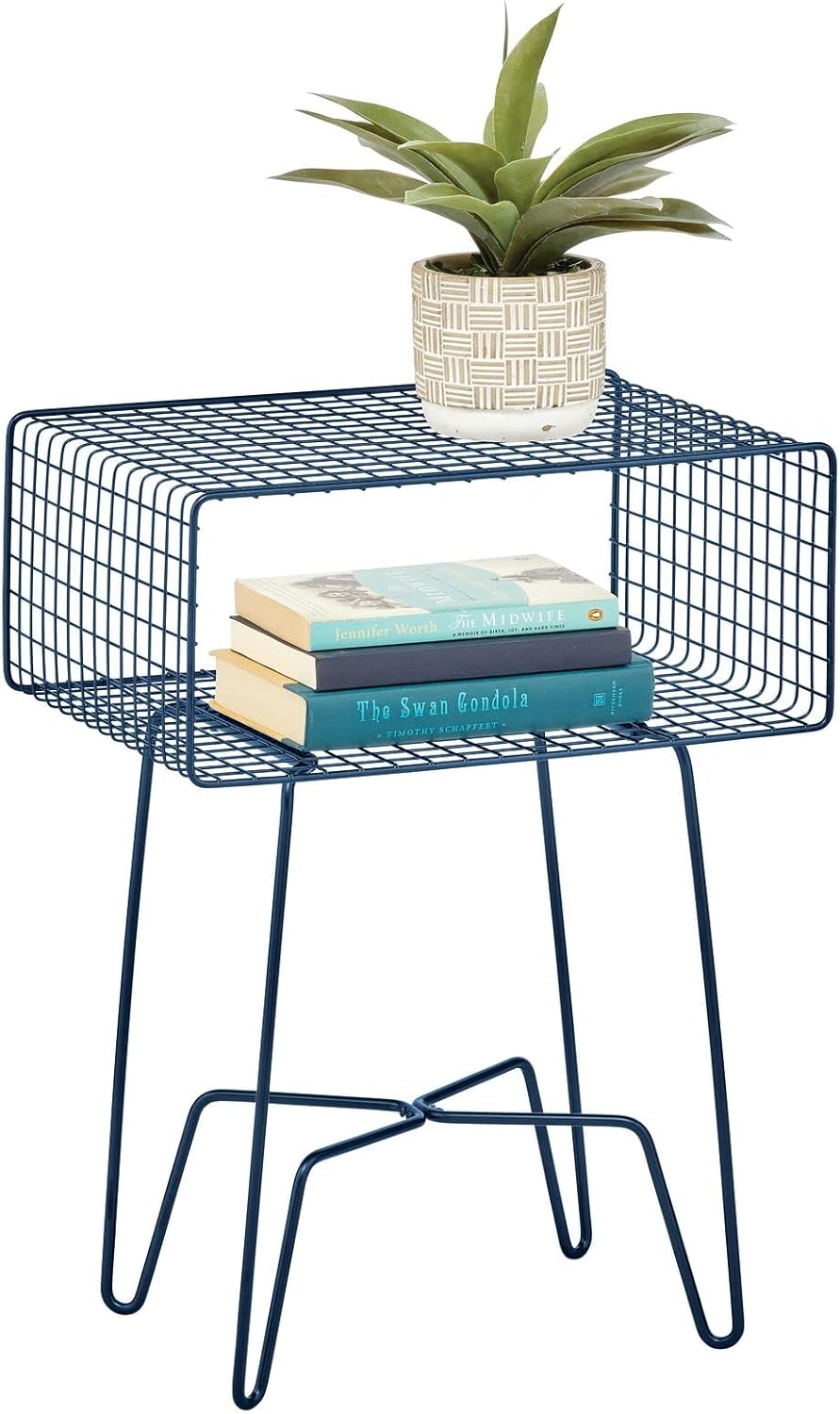Chrome 2-Tier Metal Side Table with Storage Shelf G1409