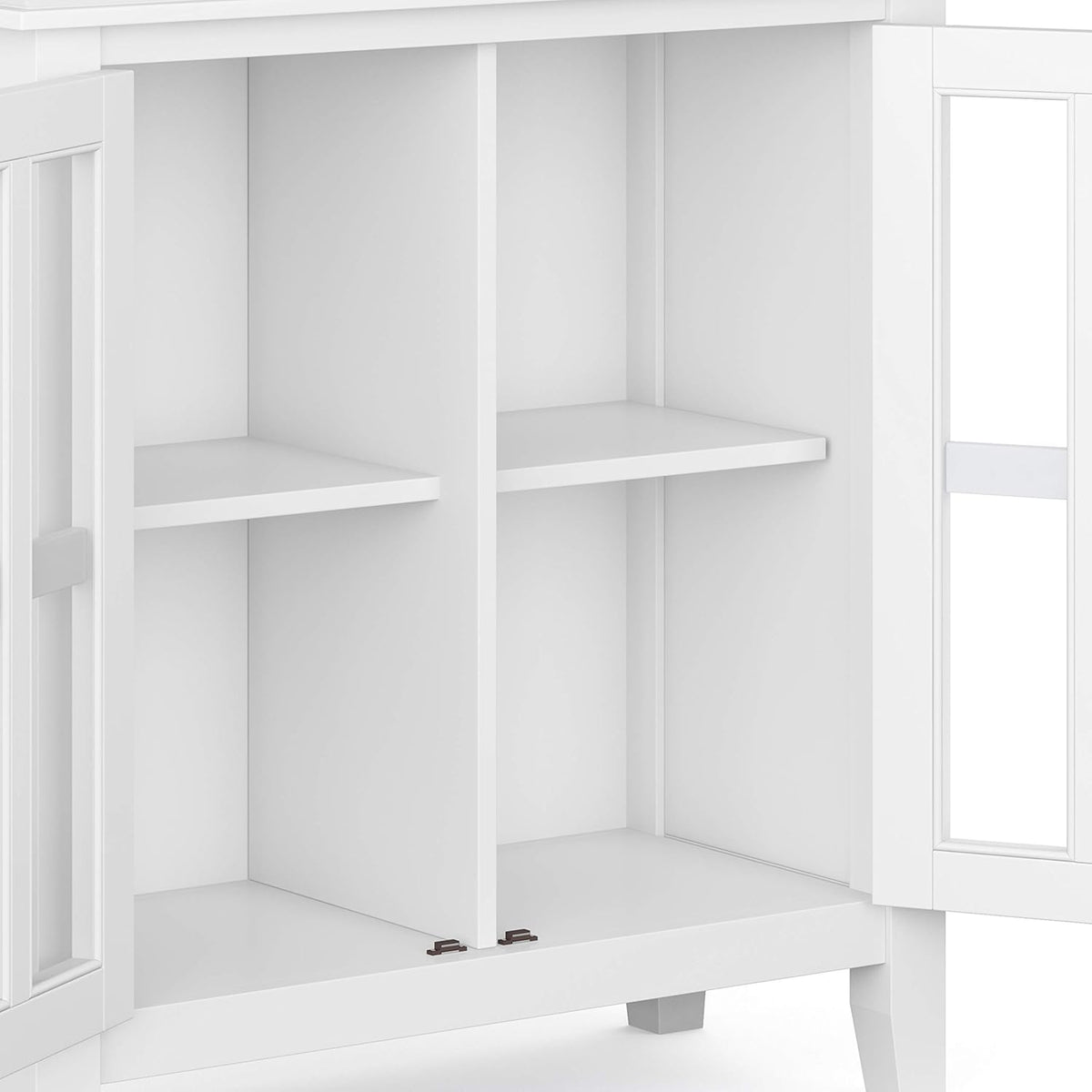 White 30 inch Wide Low Storage Cabinet with 2 Tempered Glass Doors P302