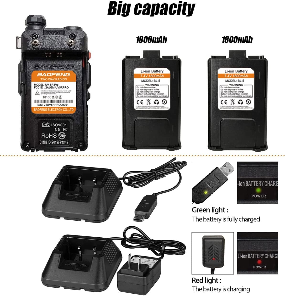 8W Ham Radio with Battery and Antenna U3055