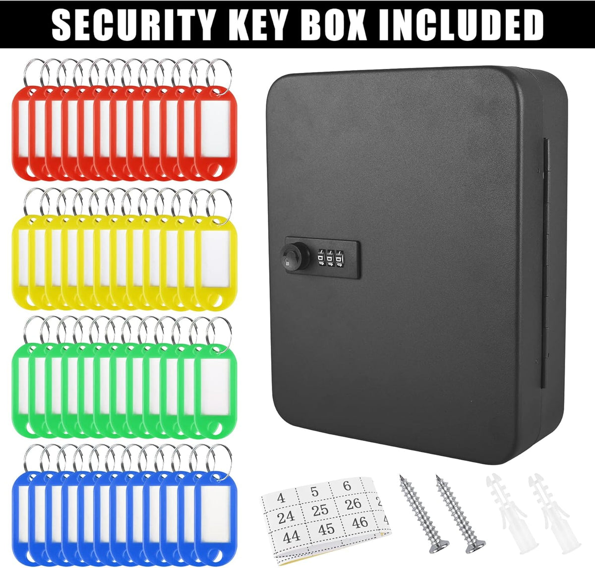 Wall Mount Combination Lock Key Box with 48 Hooks K870416