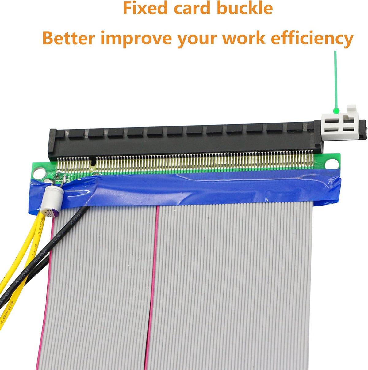 PCIe 16x to 16x Powered Flexible Riser Extender Cable with Molex Power, 20CM W338