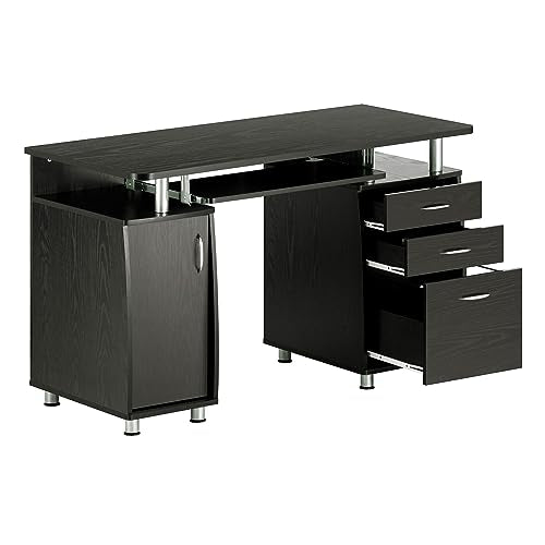 Espresso Writing Desk with Drawers & File Cabinet B20893