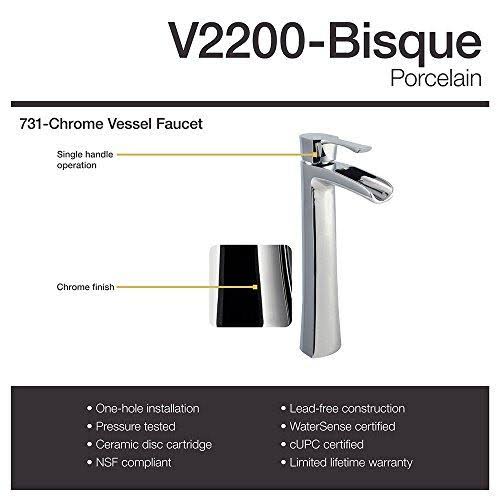 Vitreous China Circular Vessel Bathroom Sink with Faucet and Overflow M1149