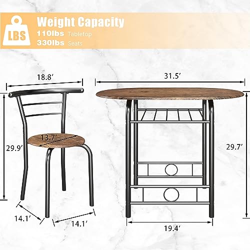 3-Piece Wooden Round Table & Chair Set Z939544