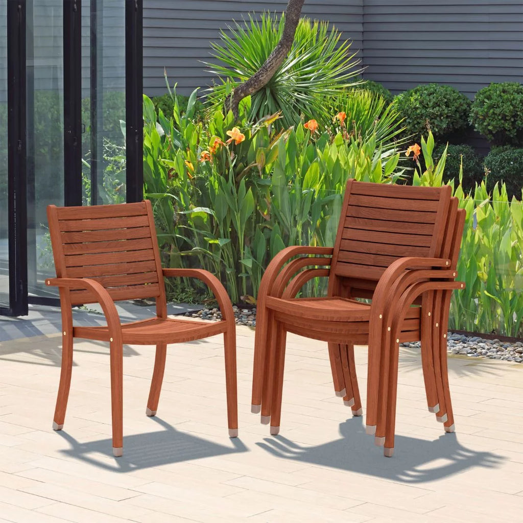 5-Piece Solid Wood Round Patio Dining Set Q7989