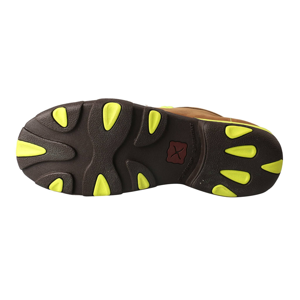 Distressed Saddle/Neon Yellow Leather Driving Moc U73445