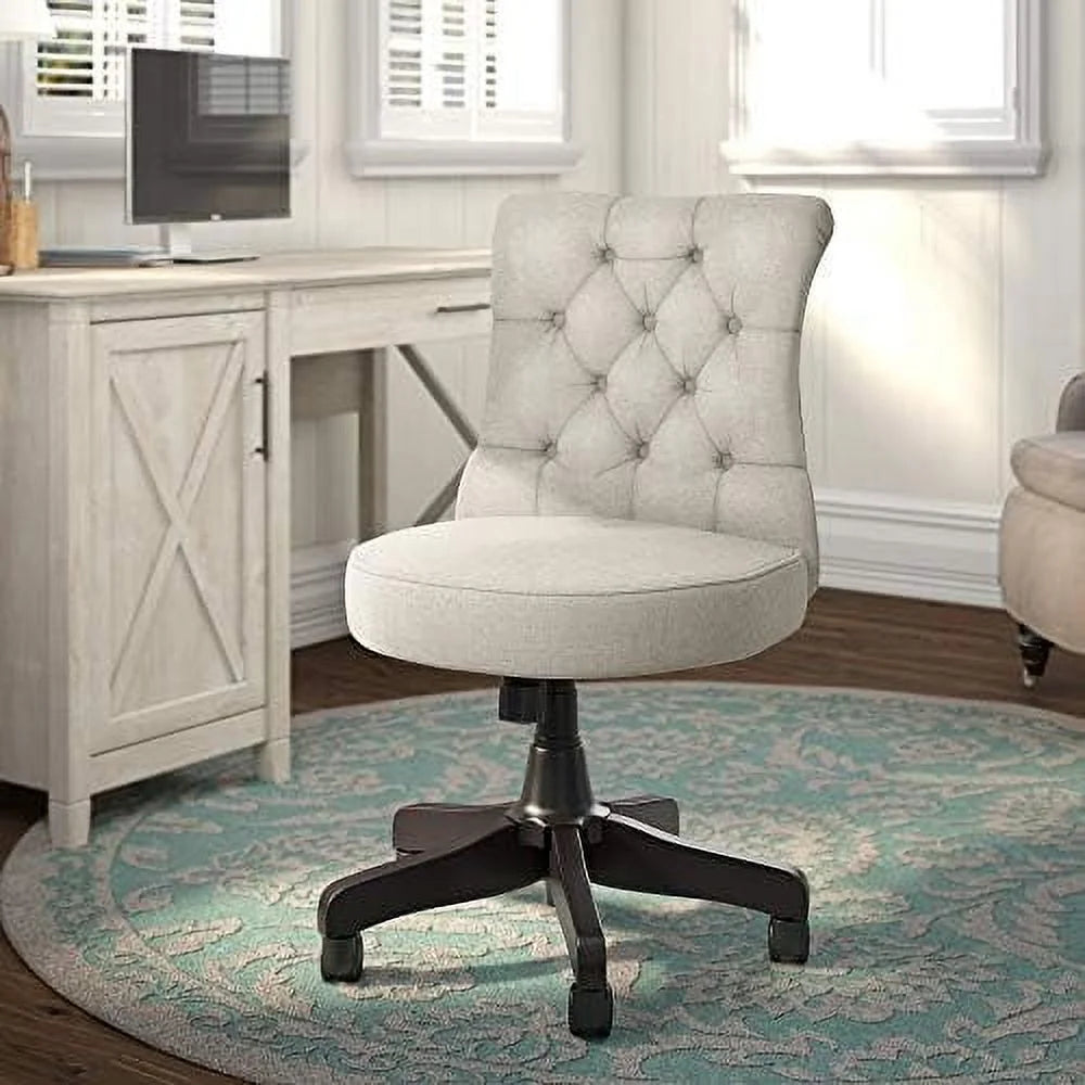 Light Gray Fabric Mid Back Tufted Office Chair Y1161