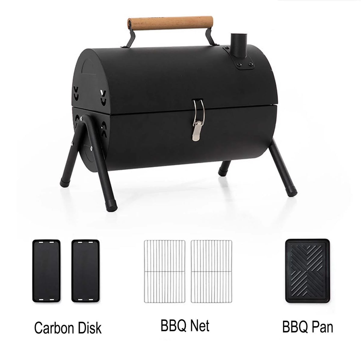 Portable Tabletop Charcoal BBQ Grill Cast Iron Black L63287