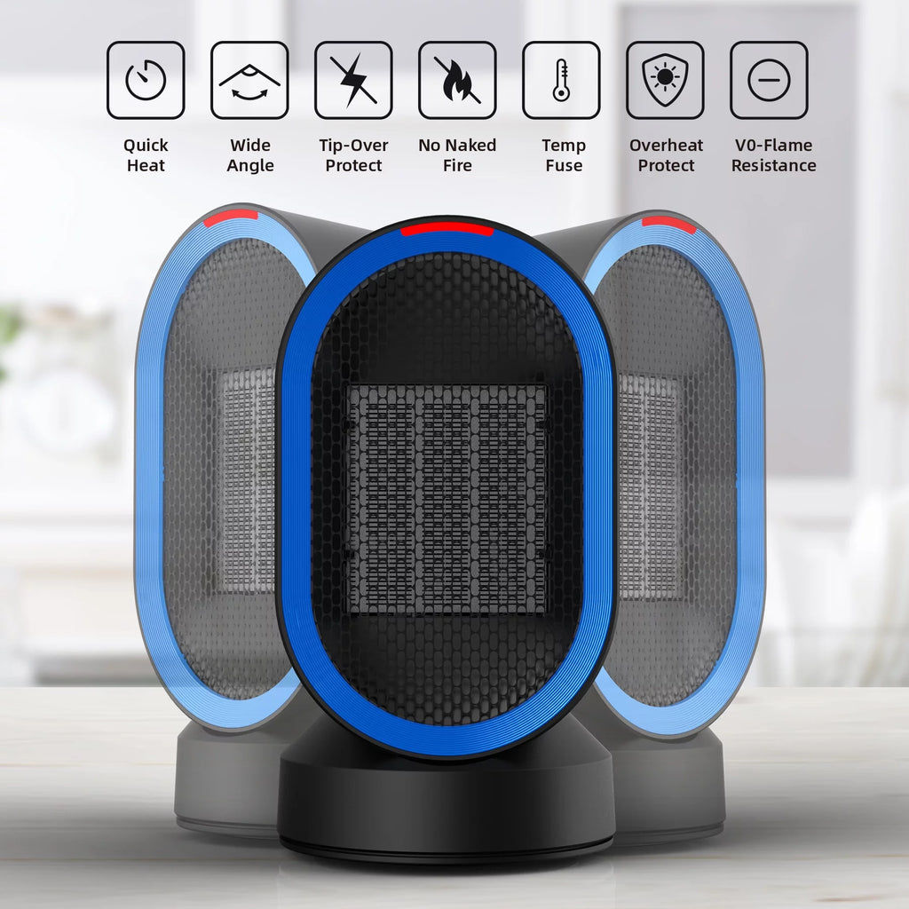 600W PTC Ceramic Space Heater with Oscillation, Black I99928